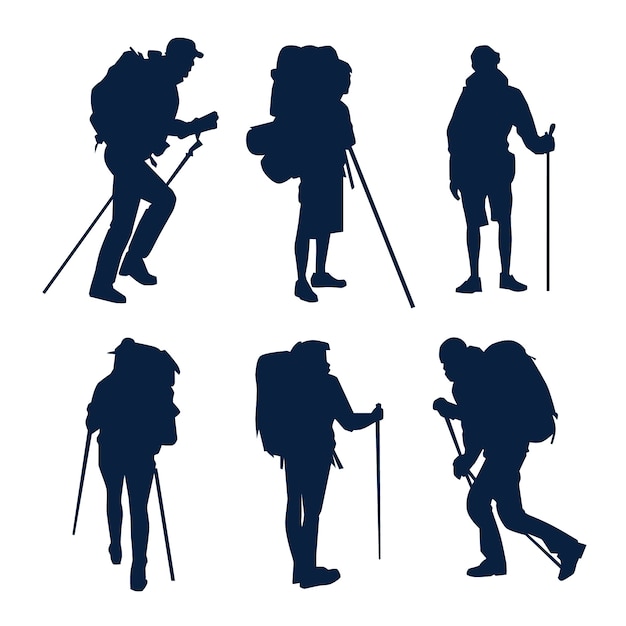 Free Vector hand drawn hiking silhouette