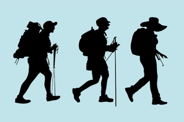 Free Vector hand drawn hiking silhouette