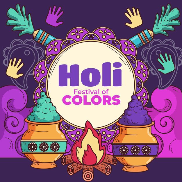 Hand drawn holi background