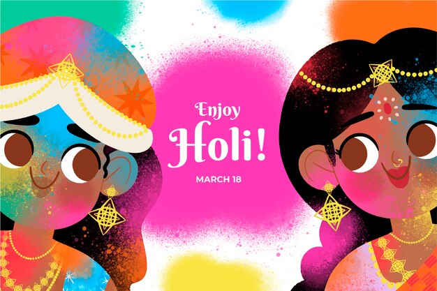 Hand drawn holi background