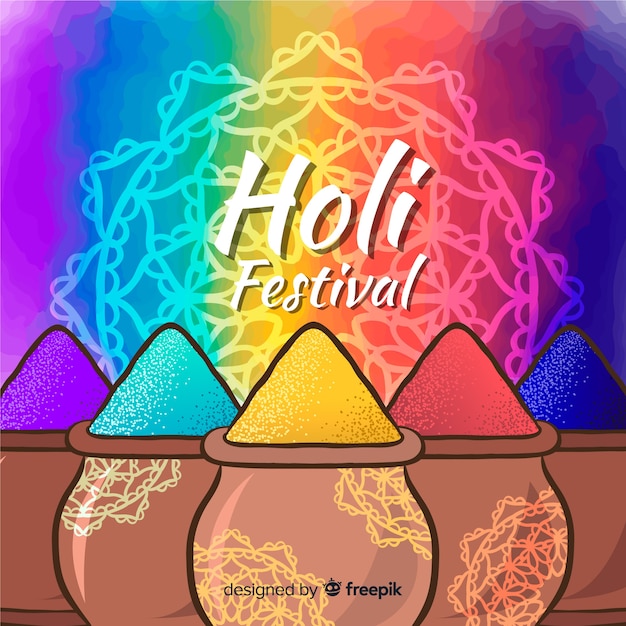 Free Vector hand drawn holi festival background