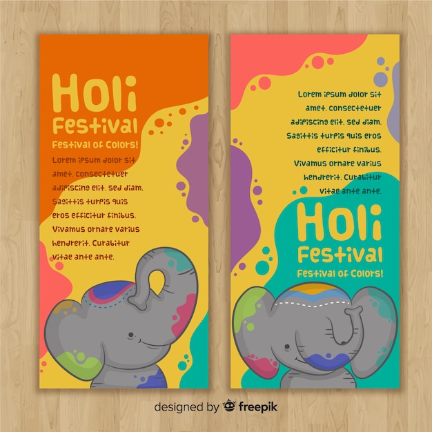 Free Vector hand drawn holi festival banner