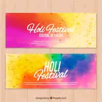 Free vector hand drawn holi festival banners