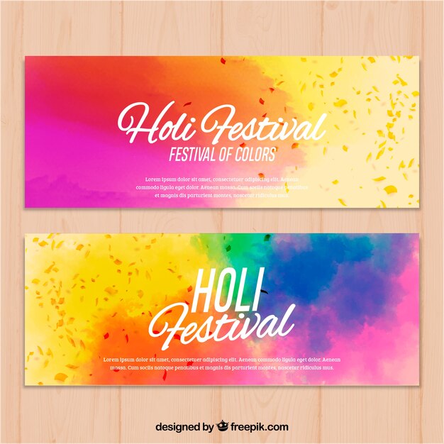 Hand drawn holi festival banners