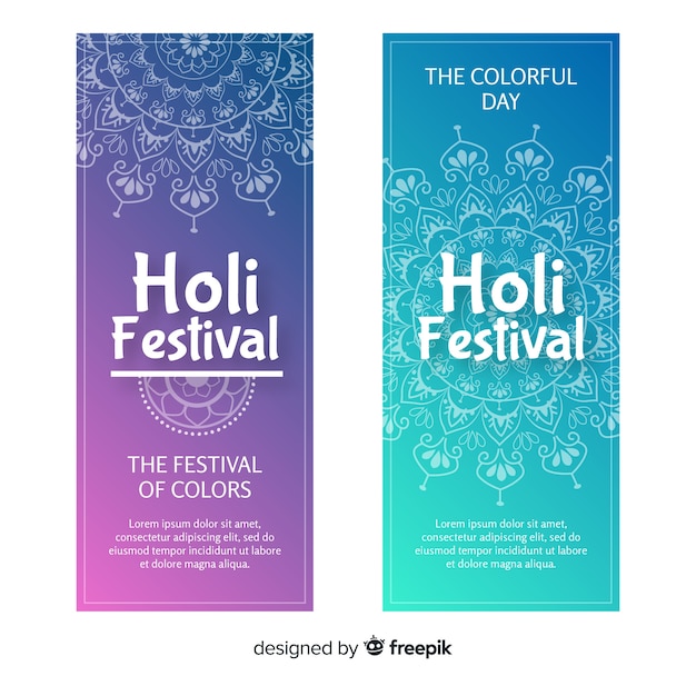 Free vector hand drawn holi festival banners