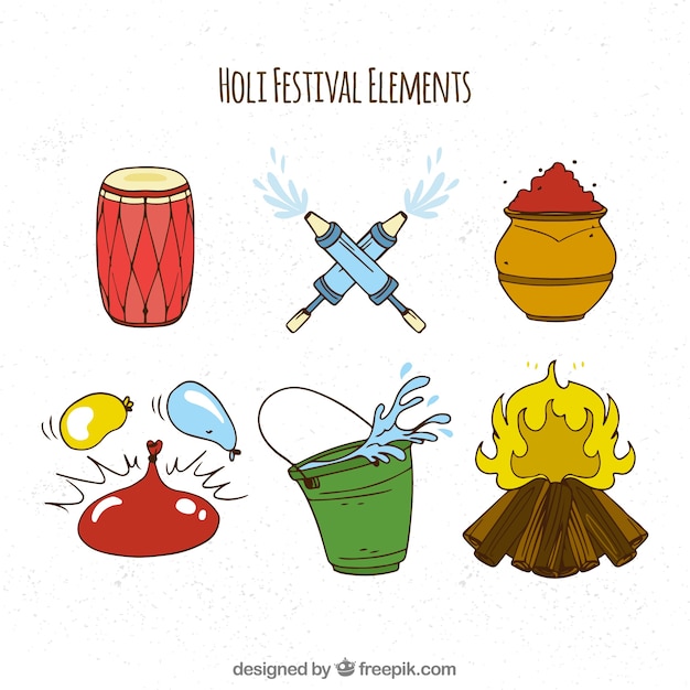 Free Vector hand drawn holi festival collection