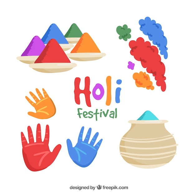 Hand drawn holi festival collection