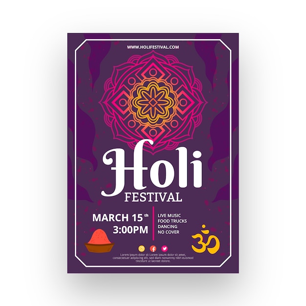 Free Vector hand drawn holi festival flyer template