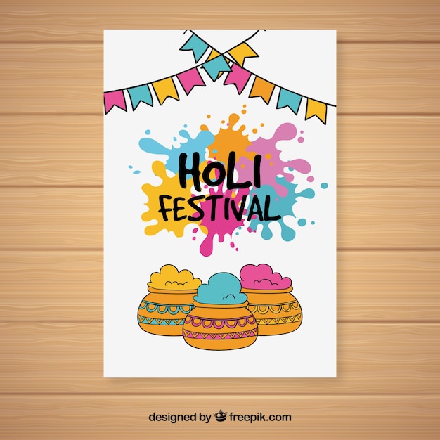 Hand drawn holi festival flyer