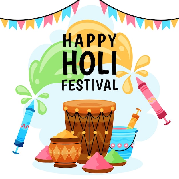 Free Vector hand drawn holi festival illustrations