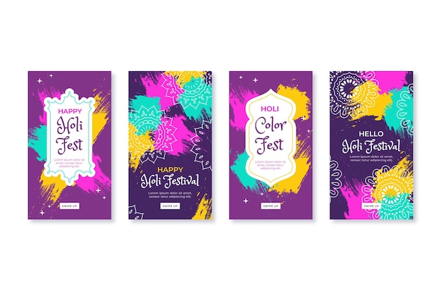 Free Vector hand drawn holi festival instagram stories