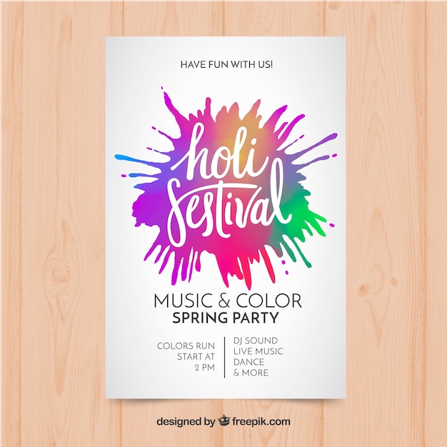 Hand drawn holi festival poster