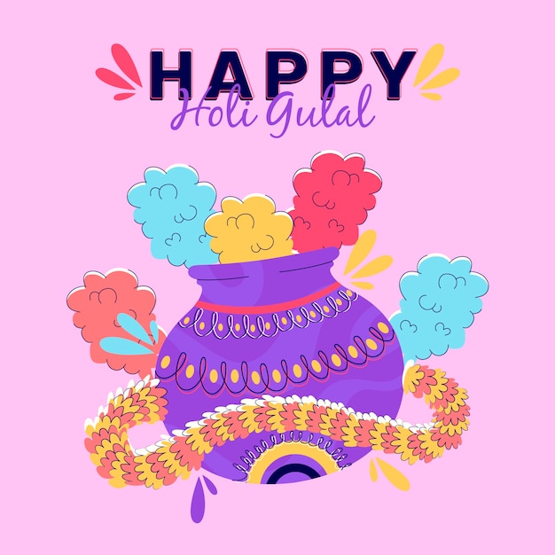 Free vector hand-drawn holi gulal theme