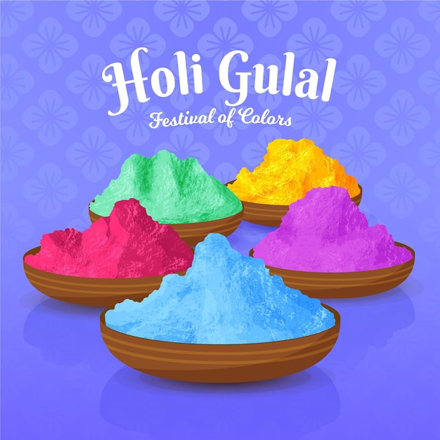 Hand drawn holi gulal