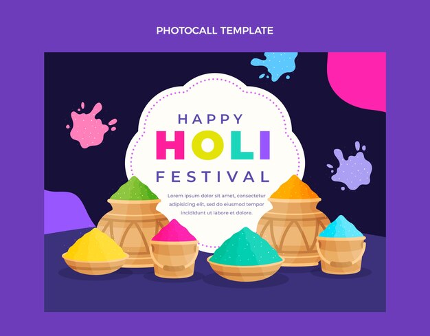 Hand drawn holi photocall template