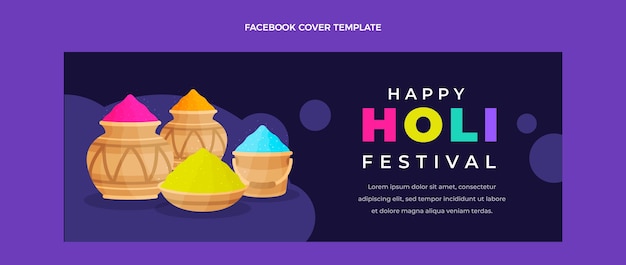 Hand drawn holi social media cover template