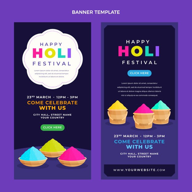 Hand drawn holi vertical banners set