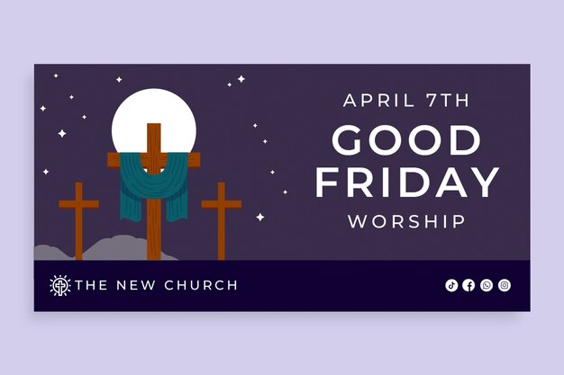 Hand drawn holy week worship banner template