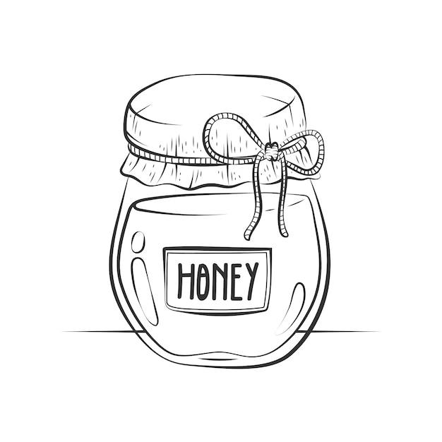 Hand drawn honey jar drawing illustration