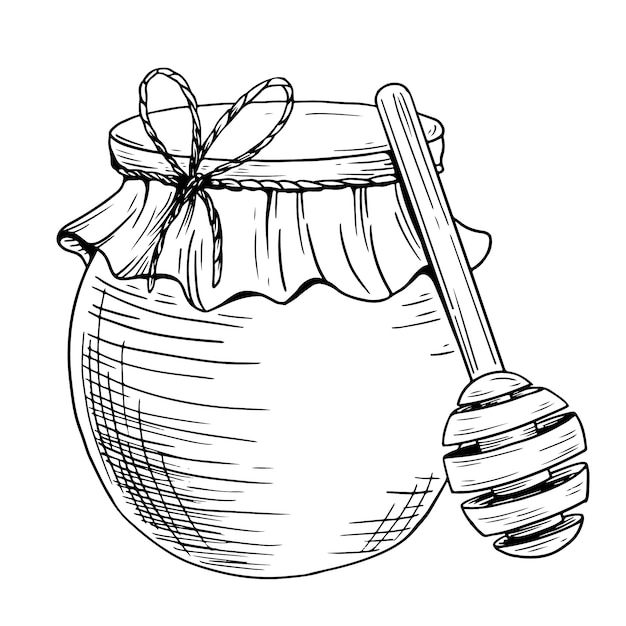 Free Vector hand drawn honey jar drawing illustration