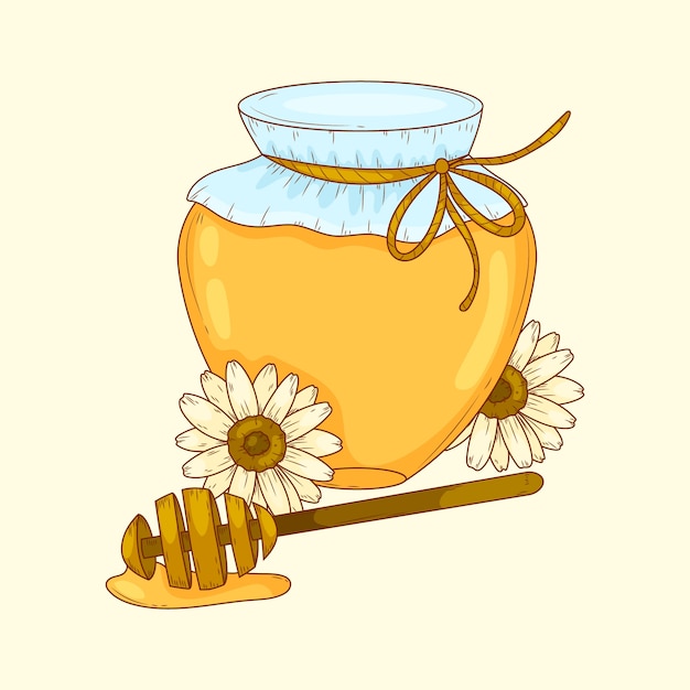 Free vector hand drawn honey jar drawing illustration