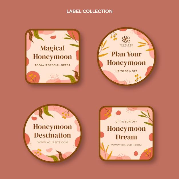 Hand drawn honeymoon labels