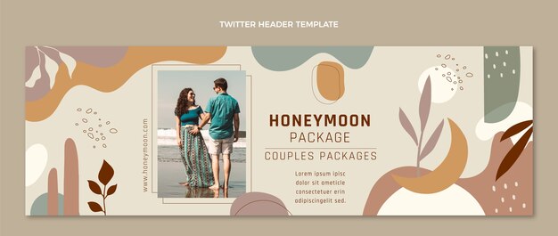 Hand drawn honeymoon twitter header template