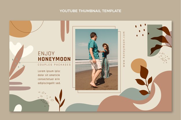 Hand drawn honeymoon youtube thumbnail template