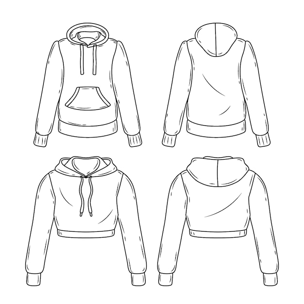 Free Vector hand drawn hoodie  outline illustration