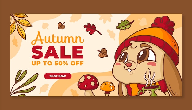 Free Vector hand drawn horizontal banner template for fall season celebration