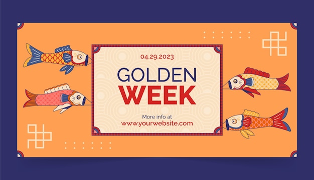 Hand drawn horizontal banner template for golden week celebration