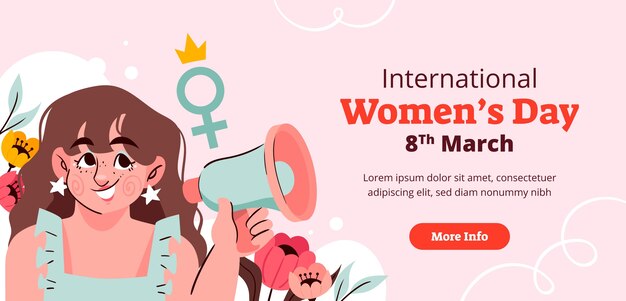 Hand drawn horizontal banner template for international women's day celebration