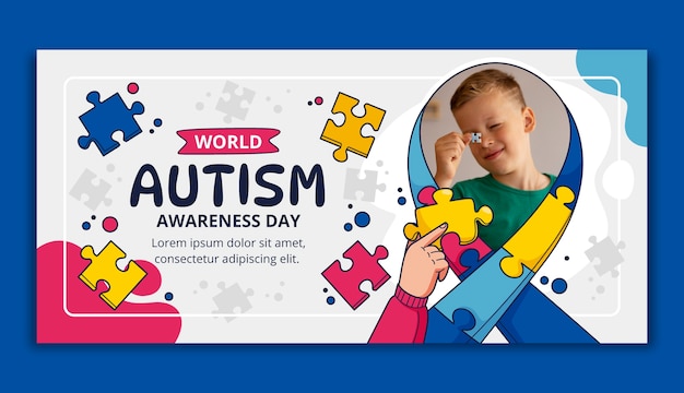 Free Vector hand drawn horizontal banner template for world autism awareness day