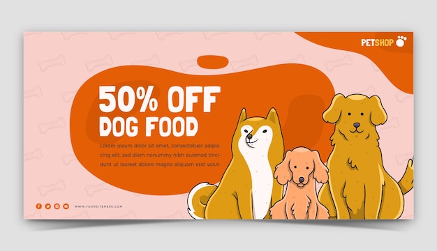 Hand drawn horizontal sale banner template for international dog day celebration