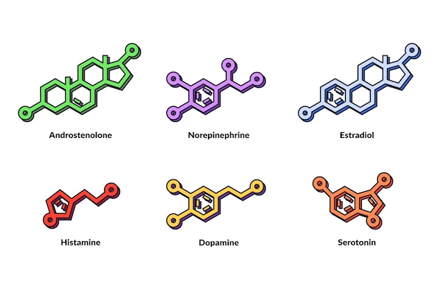 Free vector hand drawn hormones elements collection