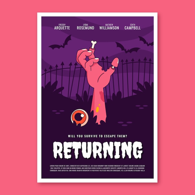 Free Vector hand drawn horror movie poster