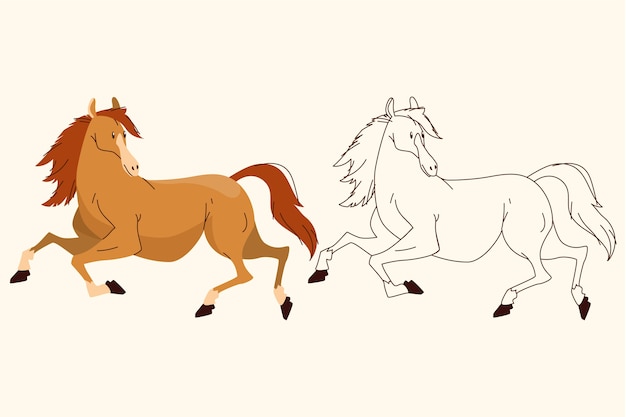 Hand drawn horse outline illustration