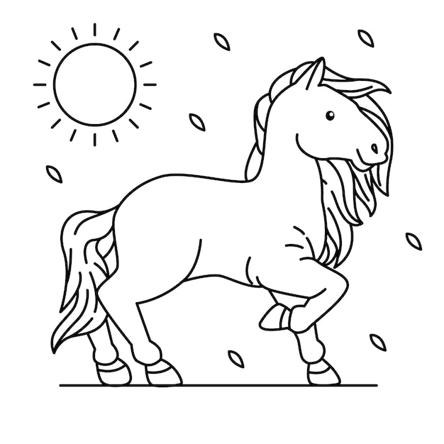 Hand drawn horse outline illustration