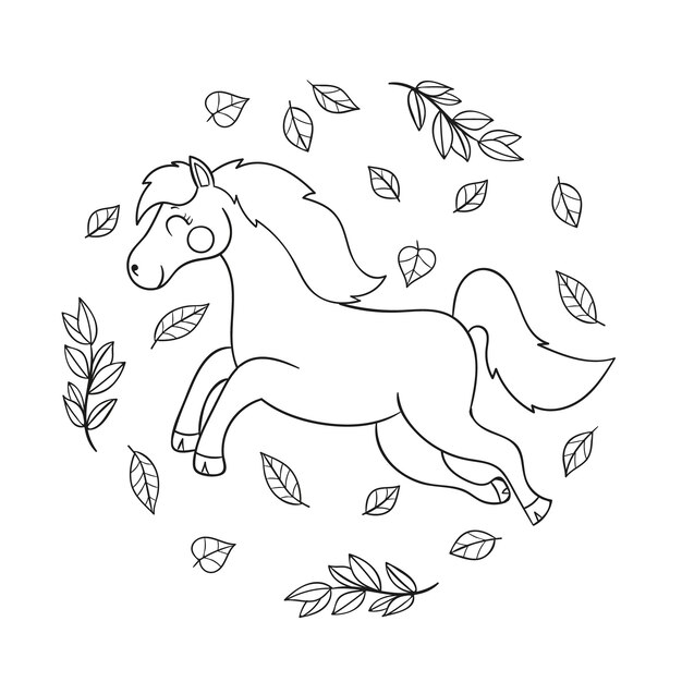 Hand drawn horse outline illustration