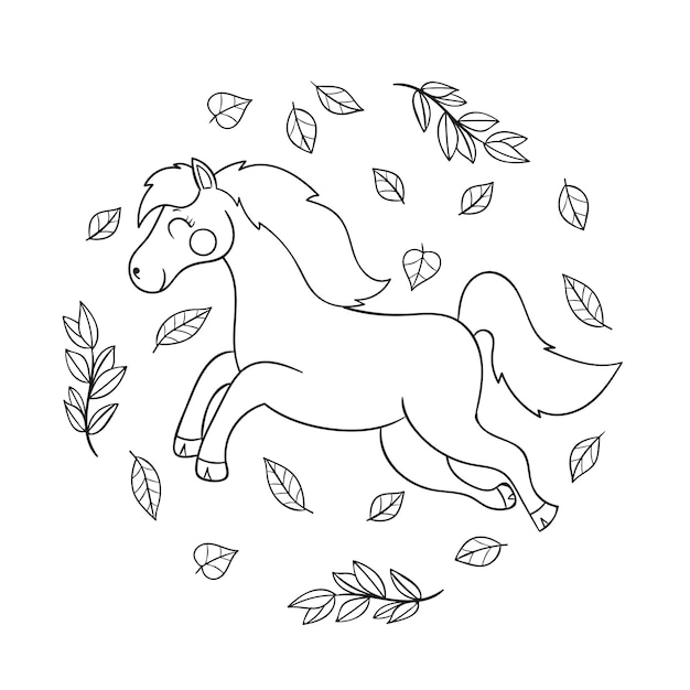 Hand drawn horse outline illustration