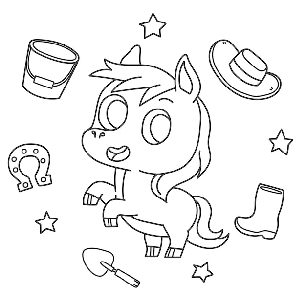 Hand drawn horse outline illustration