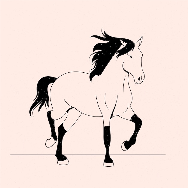 Free vector hand drawn horse outline illustration