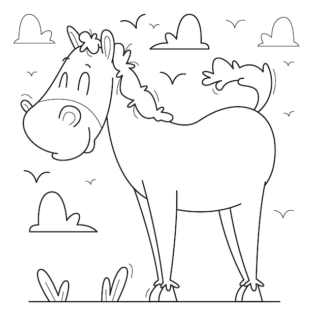 Hand drawn horse outline illustration