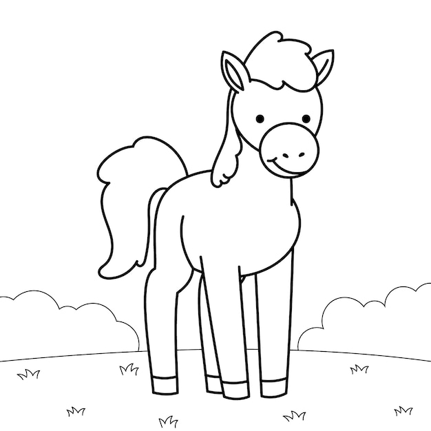 Free Vector hand drawn horse outline illustration