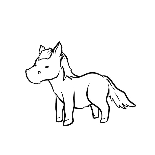 Hand drawn horse outline illustration