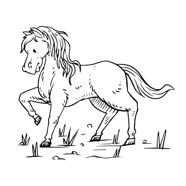 Free Vector hand drawn horse outline illustration