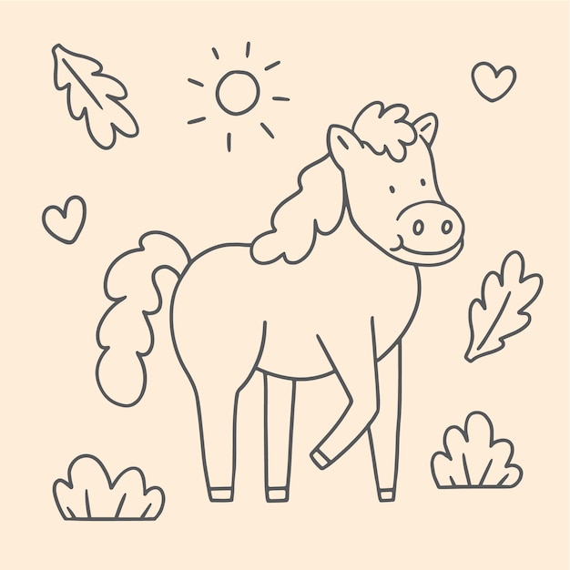 Free Vector hand drawn horse outline illustration