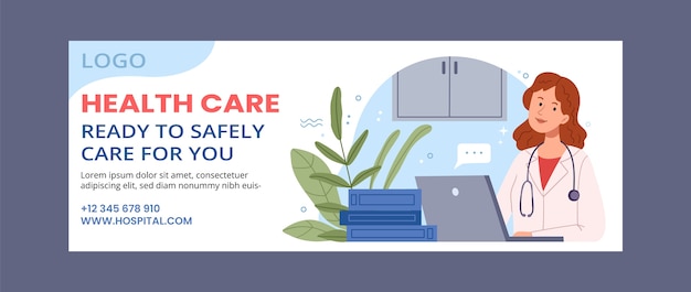 Hand drawn hospital facilities facebook cover