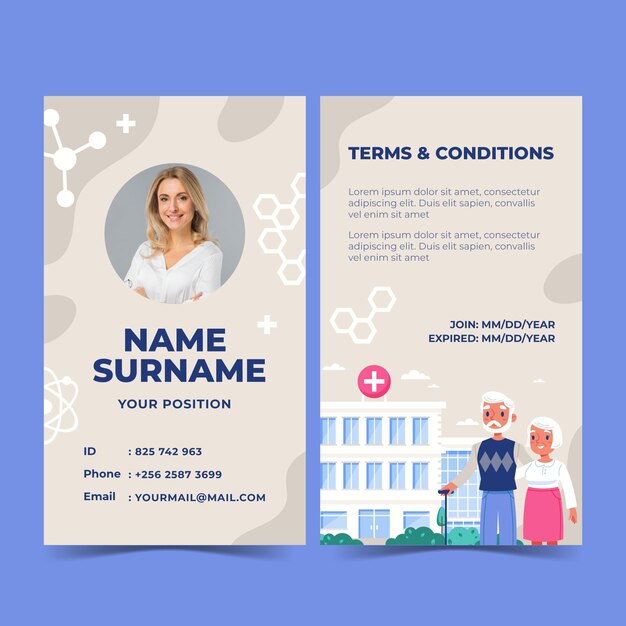 Hand drawn hospital id card template