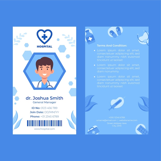 Free vector hand drawn hospital id card